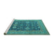 Sideview of Machine Washable Oriental Turquoise Traditional Area Rugs, wshurb2291turq