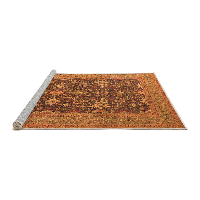 Sideview of Machine Washable Oriental Orange Traditional Area Rugs, wshurb2291org