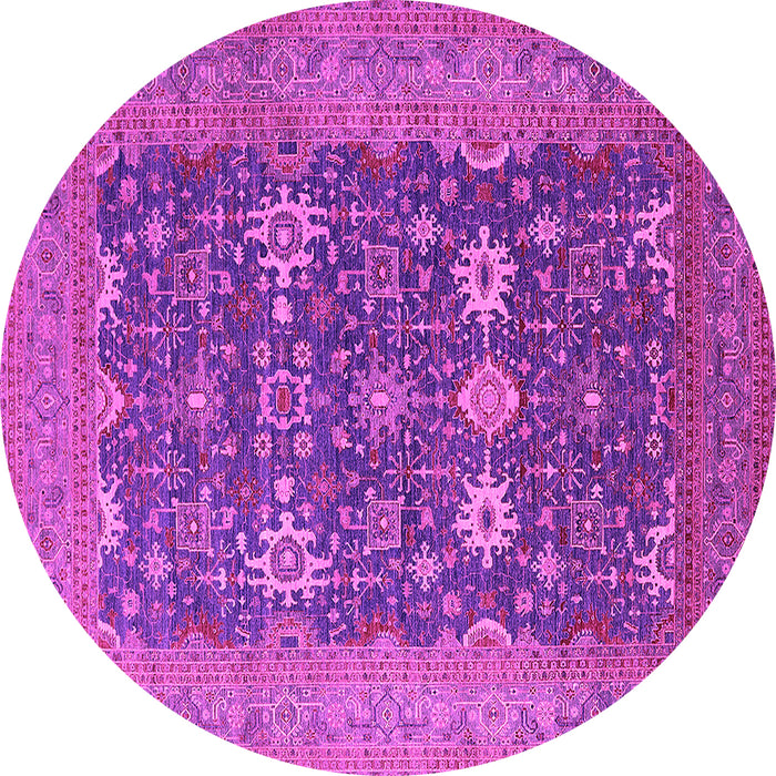 Round Machine Washable Oriental Pink Traditional Rug, wshurb2291pnk