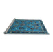 Sideview of Machine Washable Oriental Light Blue Traditional Rug, wshurb2292lblu