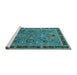 Sideview of Machine Washable Oriental Turquoise Traditional Area Rugs, wshurb2292turq