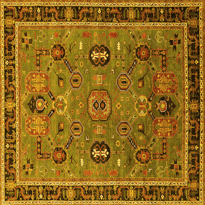 Square Machine Washable Oriental Yellow Traditional Rug, wshurb2292yw