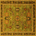 Square Machine Washable Oriental Yellow Traditional Rug, wshurb2292yw