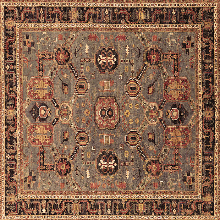 Square Machine Washable Oriental Brown Traditional Rug, wshurb2292brn