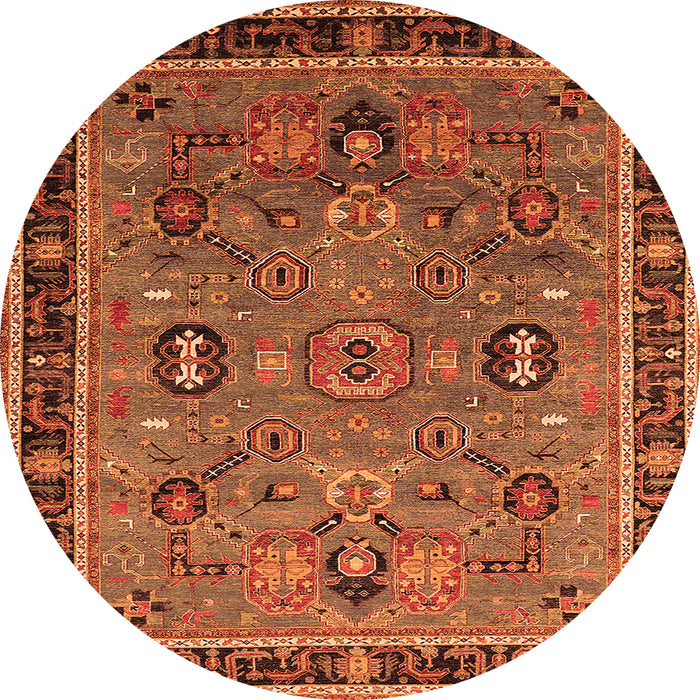 Round Oriental Orange Traditional Rug, urb2292org