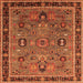 Square Machine Washable Oriental Orange Traditional Area Rugs, wshurb2292org