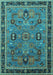 Machine Washable Oriental Turquoise Traditional Area Rugs, wshurb2292turq