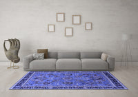 Machine Washable Oriental Blue Traditional Rug, wshurb2292blu