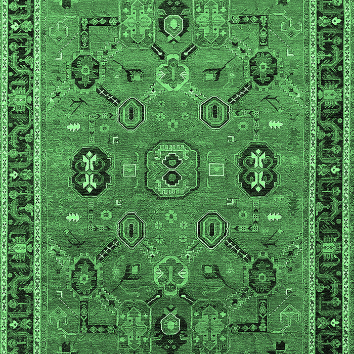 Machine Washable Oriental Emerald Green Traditional Area Rugs, wshurb2292emgrn
