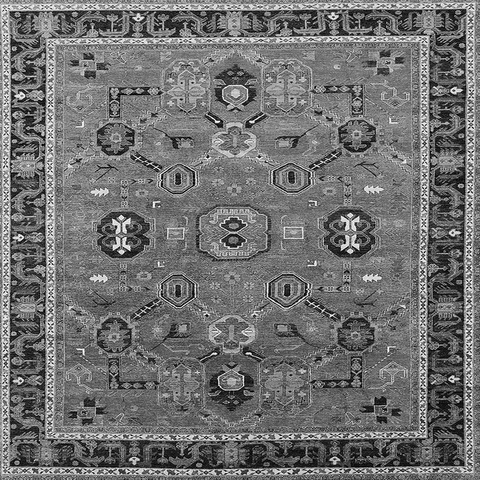 Square Machine Washable Oriental Gray Traditional Rug, wshurb2292gry