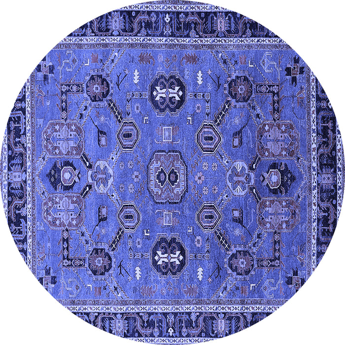 Round Oriental Blue Traditional Rug, urb2292blu