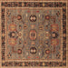 Square Oriental Brown Traditional Rug, urb2292brn