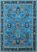 Machine Washable Oriental Light Blue Traditional Rug, wshurb2292lblu