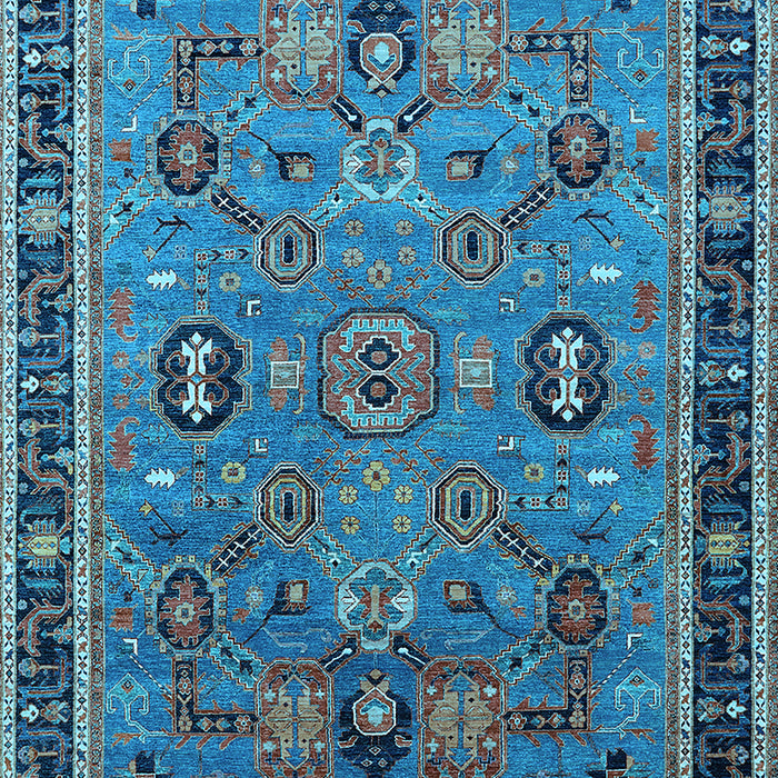 Machine Washable Oriental Light Blue Traditional Rug, wshurb2292lblu