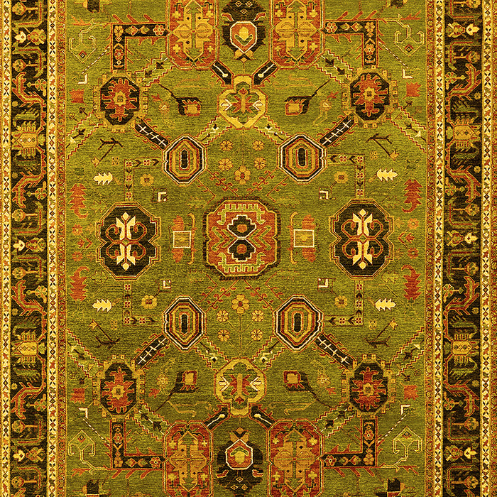 Machine Washable Oriental Yellow Traditional Rug, wshurb2292yw