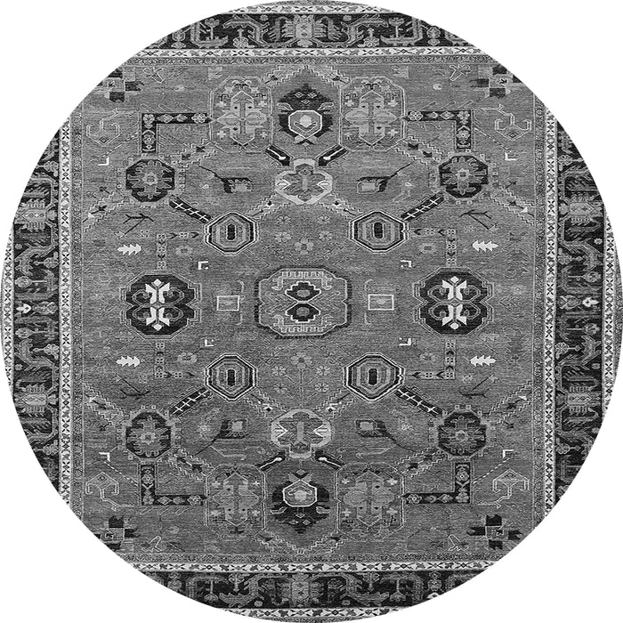Round Oriental Gray Traditional Rug, urb2292gry