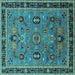 Square Machine Washable Oriental Turquoise Traditional Area Rugs, wshurb2292turq