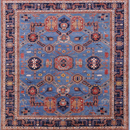Square Mid-Century Modern Maroon Purple Oriental Rug, urb2292