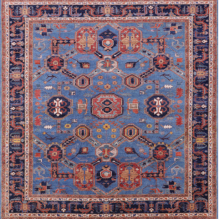 Square Mid-Century Modern Maroon Purple Oriental Rug, urb2292