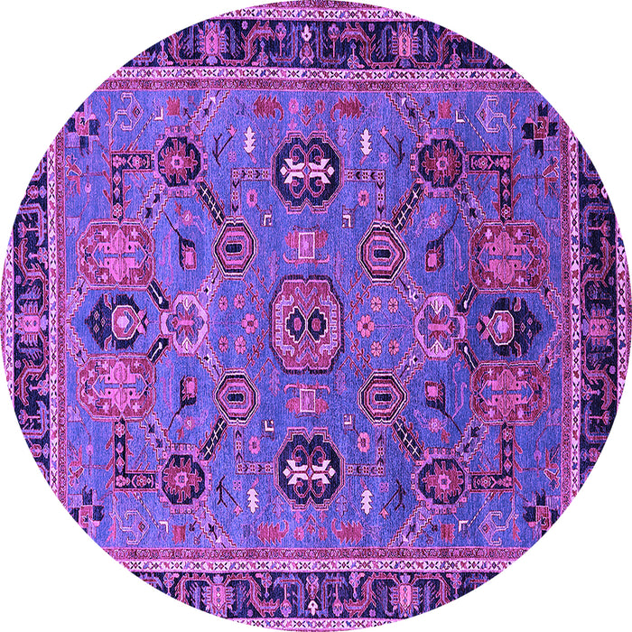 Round Machine Washable Oriental Purple Traditional Area Rugs, wshurb2292pur