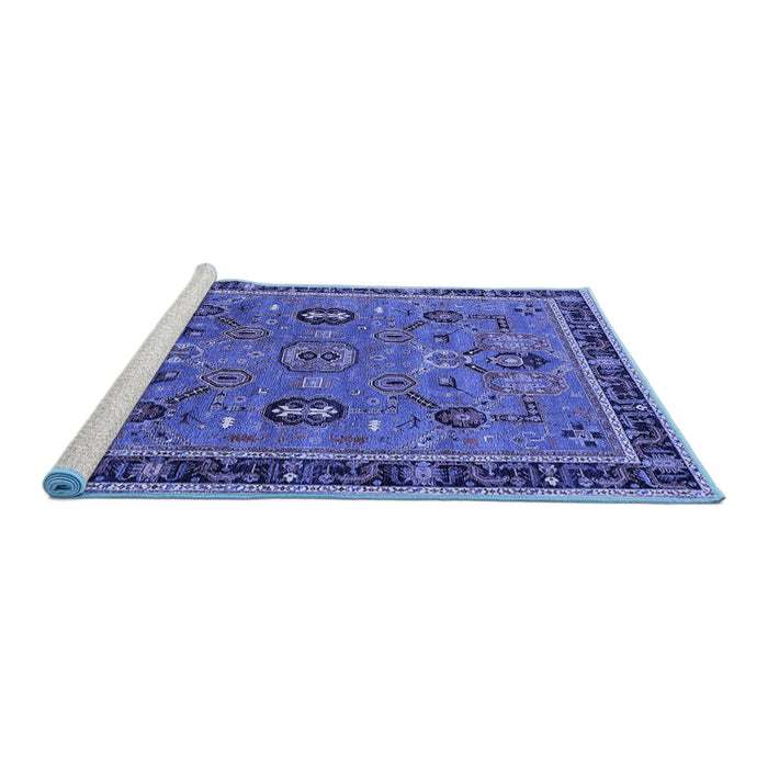 Sideview of Machine Washable Oriental Blue Traditional Rug, wshurb2292blu