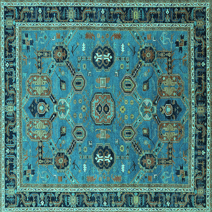 Square Oriental Turquoise Traditional Rug, urb2292turq