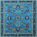 Square Machine Washable Oriental Light Blue Traditional Rug, wshurb2292lblu