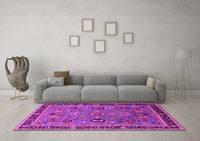 Machine Washable Oriental Pink Traditional Rug, wshurb2292pnk