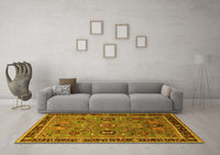 Machine Washable Oriental Yellow Traditional Rug, wshurb2292yw