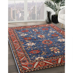 Mid-Century Modern Gunmetal Gray Oriental Rug in Family Room, urb2293