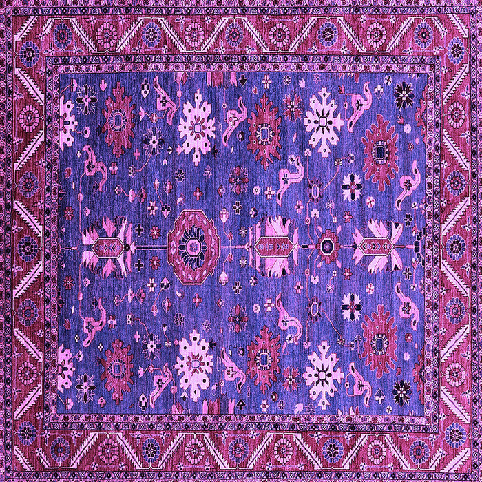 Square Machine Washable Oriental Purple Traditional Area Rugs, wshurb2293pur