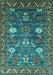 Machine Washable Oriental Turquoise Traditional Area Rugs, wshurb2293turq