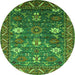 Round Oriental Green Traditional Rug, urb2293grn