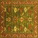 Square Machine Washable Oriental Yellow Traditional Rug, wshurb2293yw