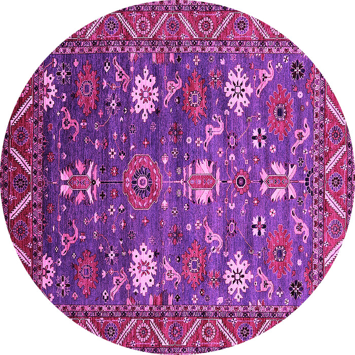 Round Machine Washable Oriental Pink Traditional Rug, wshurb2293pnk