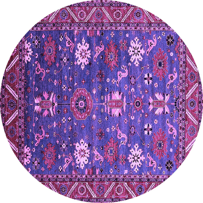 Round Machine Washable Oriental Purple Traditional Area Rugs, wshurb2293pur
