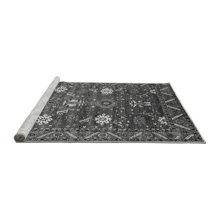 Sideview of Machine Washable Oriental Gray Traditional Rug, wshurb2293gry
