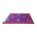 Sideview of Machine Washable Oriental Pink Traditional Rug, wshurb2293pnk