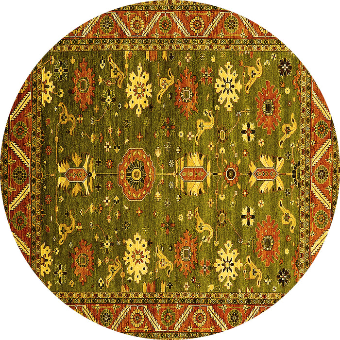 Round Oriental Yellow Traditional Rug, urb2293yw