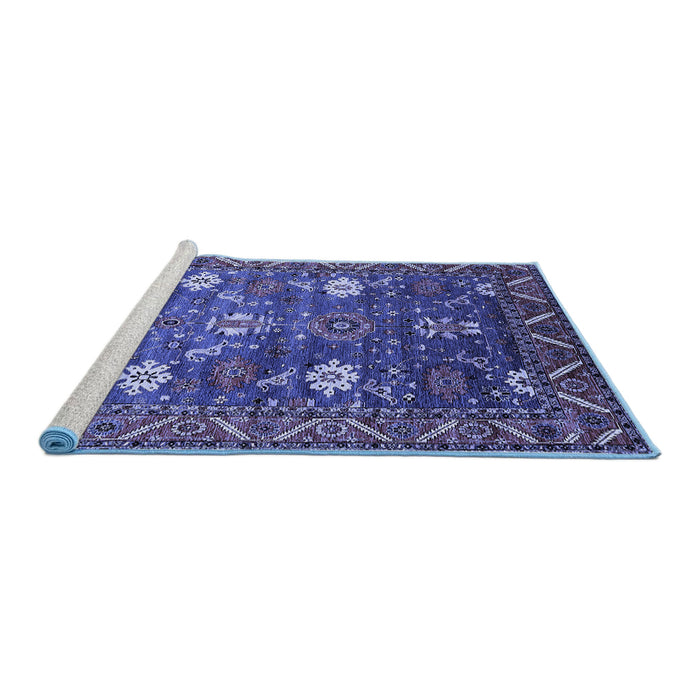 Sideview of Machine Washable Oriental Blue Traditional Rug, wshurb2293blu