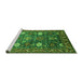 Sideview of Machine Washable Oriental Green Traditional Area Rugs, wshurb2293grn