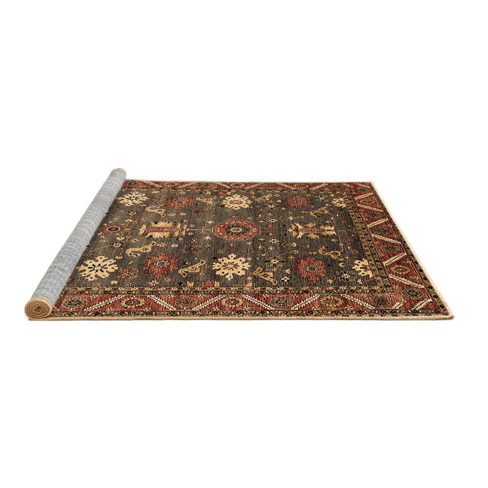 Sideview of Machine Washable Oriental Brown Traditional Rug, wshurb2293brn