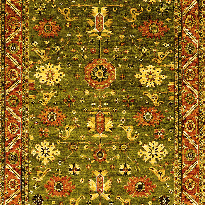 Machine Washable Oriental Yellow Traditional Rug, wshurb2293yw