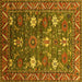 Square Oriental Yellow Traditional Rug, urb2293yw