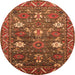 Round Oriental Orange Traditional Rug, urb2293org