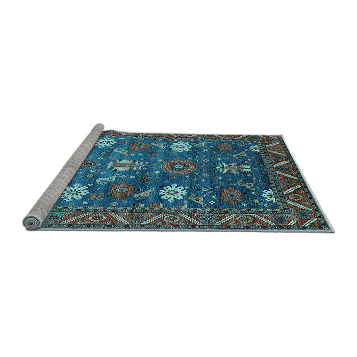 Sideview of Machine Washable Oriental Light Blue Traditional Rug, wshurb2293lblu