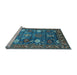 Sideview of Machine Washable Oriental Light Blue Traditional Rug, wshurb2293lblu