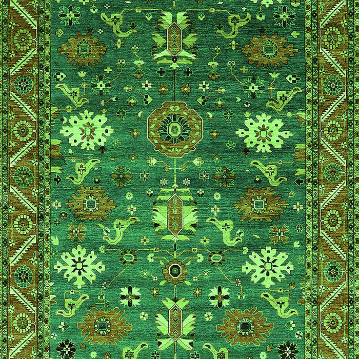 Machine Washable Oriental Green Traditional Area Rugs, wshurb2293grn