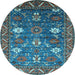 Round Oriental Light Blue Traditional Rug, urb2293lblu