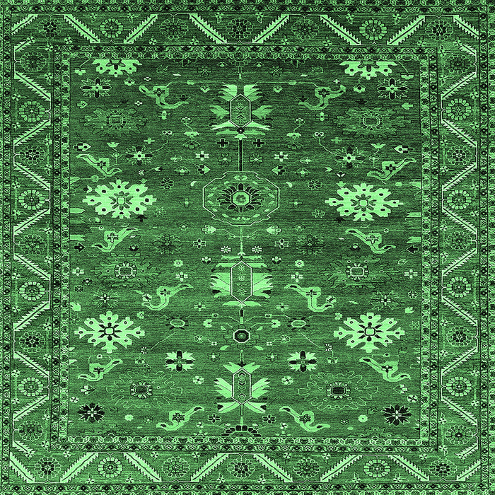 Square Oriental Emerald Green Traditional Rug, urb2293emgrn